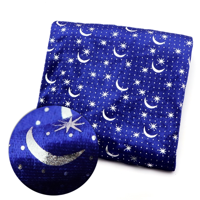 2 ways hot silver star moon velvet fabric