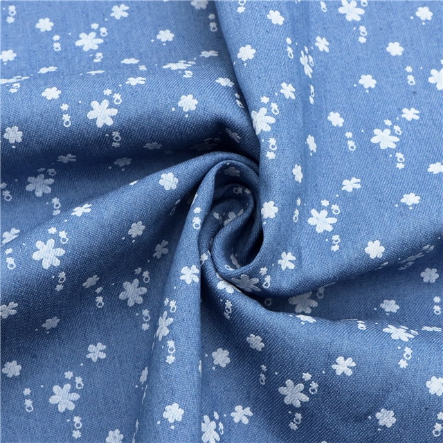 offset printed flower denim fabric 2#blue,50*150cm(19.7*59.1