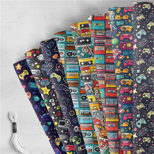 polyester cotton magnetic tape game console series polyester cotton fabric set (8 pcs/set)
