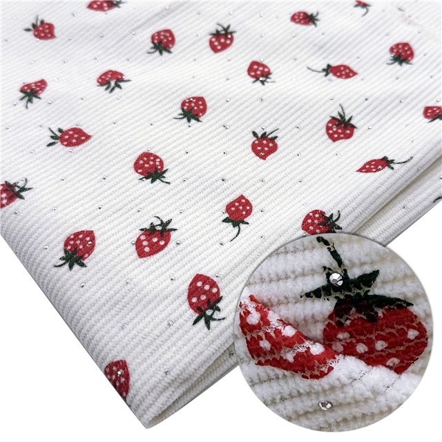 hot stamping strawberry corduroy fabric