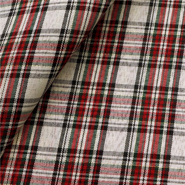 plaid gold and silver thread imitation linen fabric