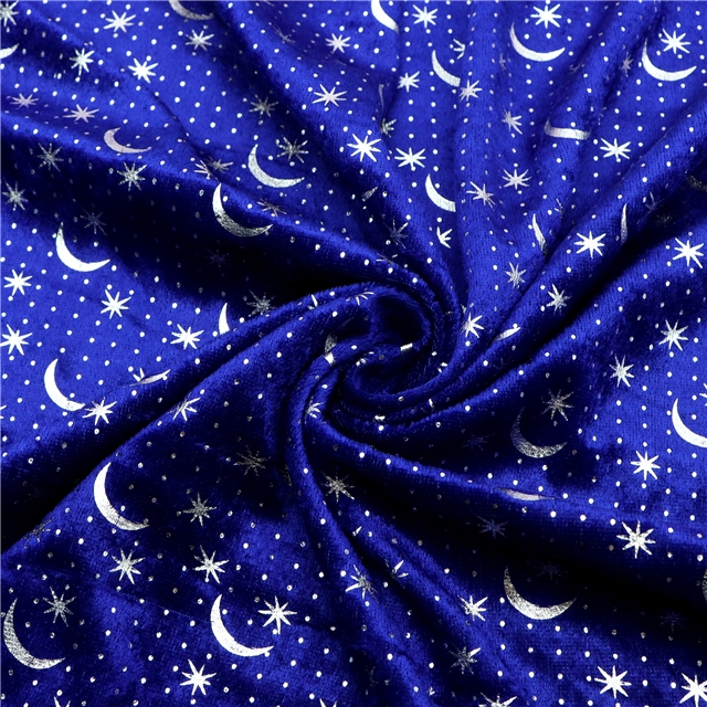 2 ways hot silver star moon velvet fabric