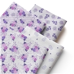 purple flowers leaves series polyester cotton fabric set (4 pcs/set)
