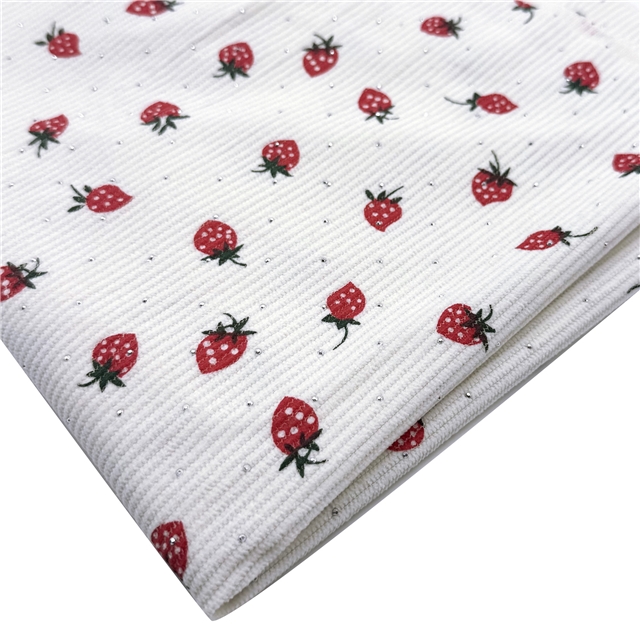 hot stamping strawberry corduroy fabric