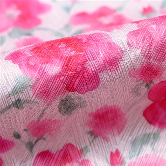 flower herringbone pattern twill 100％ polyester fabric