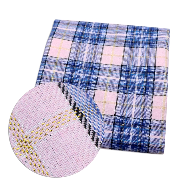 gold and silver plaid yarn dyed fabric