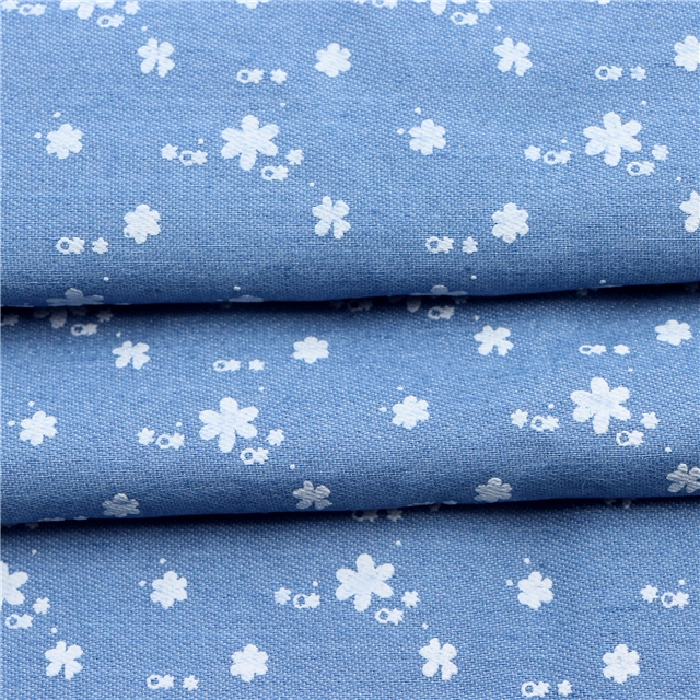 offset printed flower denim fabric 2#blue,50*150cm(19.7*59.1