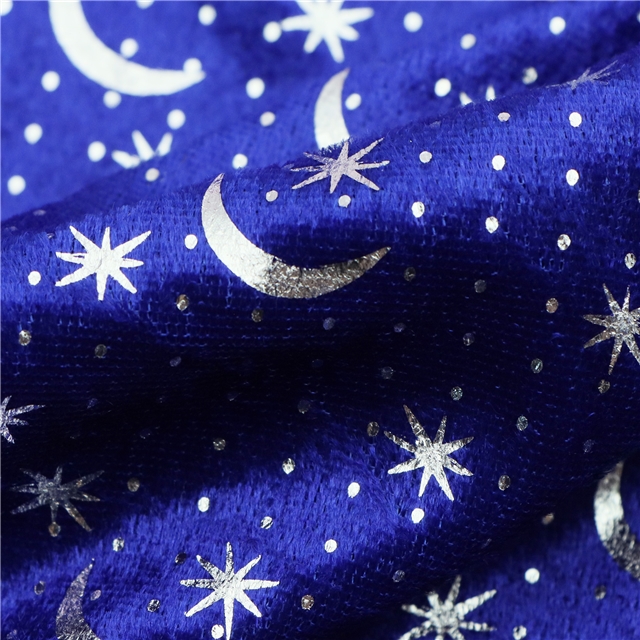 2 ways hot silver star moon velvet fabric