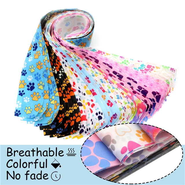 polyester cotton footprint series sliced fabric set roll (9 styles/roll,each style 4 strip,each size:6.5*50cm(2.6*19.7