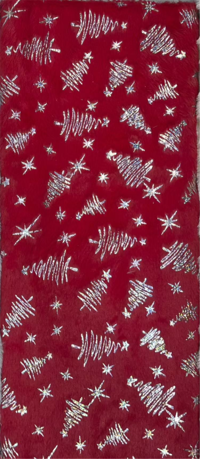 hot silver christmas tree velvet fabric