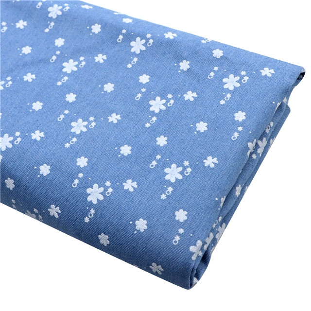 offset printed flower denim fabric 2#blue,50*150cm(19.7*59.1