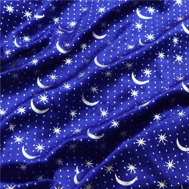 2 ways hot silver star moon velvet fabric