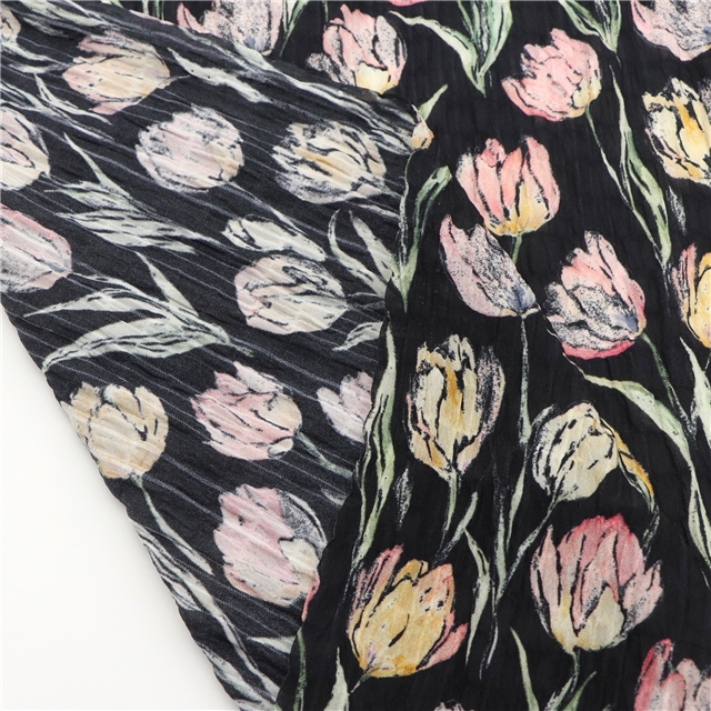 tulip wrinkles plaid chiffon fabric 3#,50*140cm(19.7*55.1