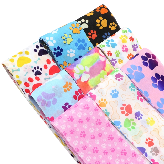 polyester cotton footprint series sliced fabric set roll (9 styles/roll,each style 4 strip,each size:6.5*50cm(2.6*19.7