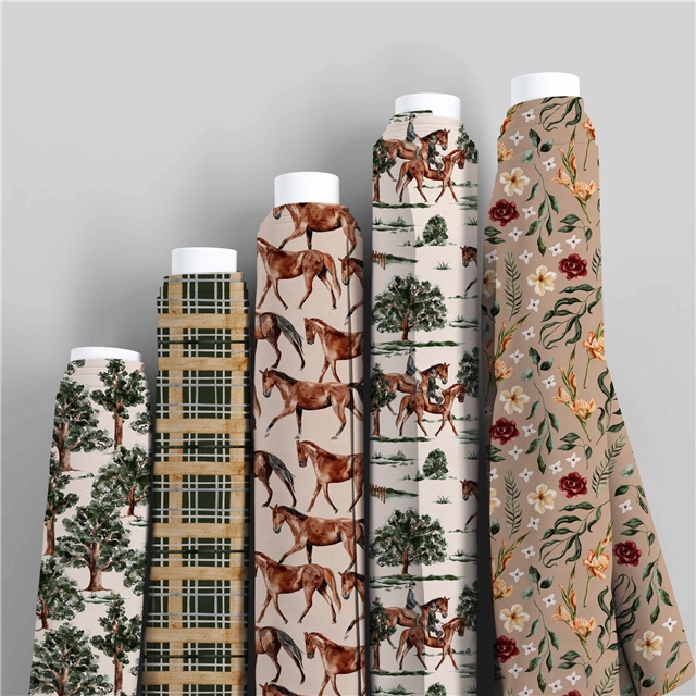 polyester cotton geometric flower horse series polyester cotton fabric set (8 pcs/set) polyester cotton fabric,50*45cm(19.7*17.7