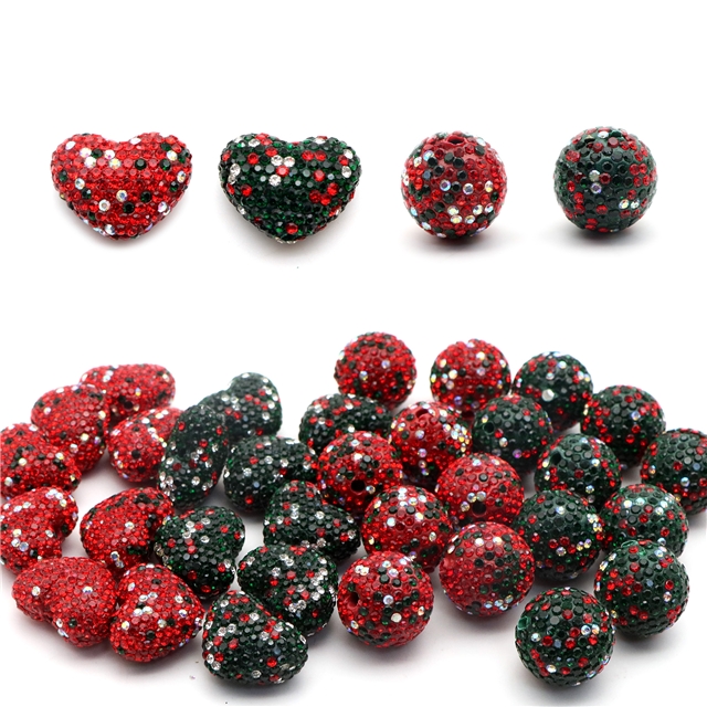 christmas colored clay beads