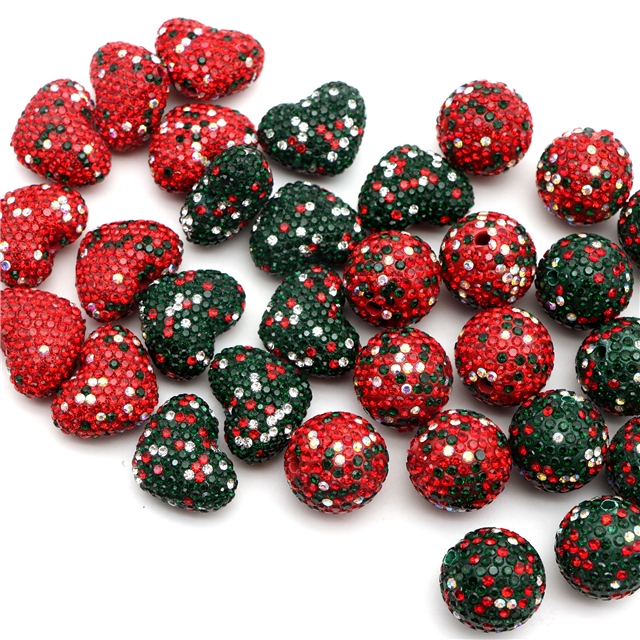 christmas colored clay beads