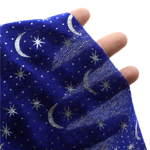 2 ways hot silver star moon velvet fabric