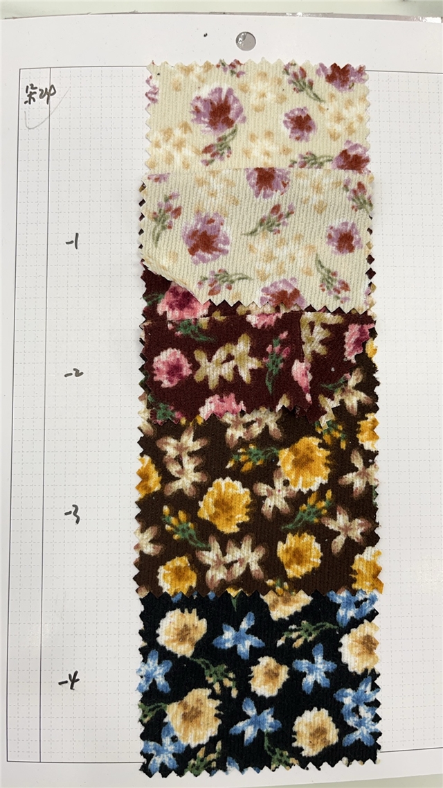 flower printed corduroy fabric