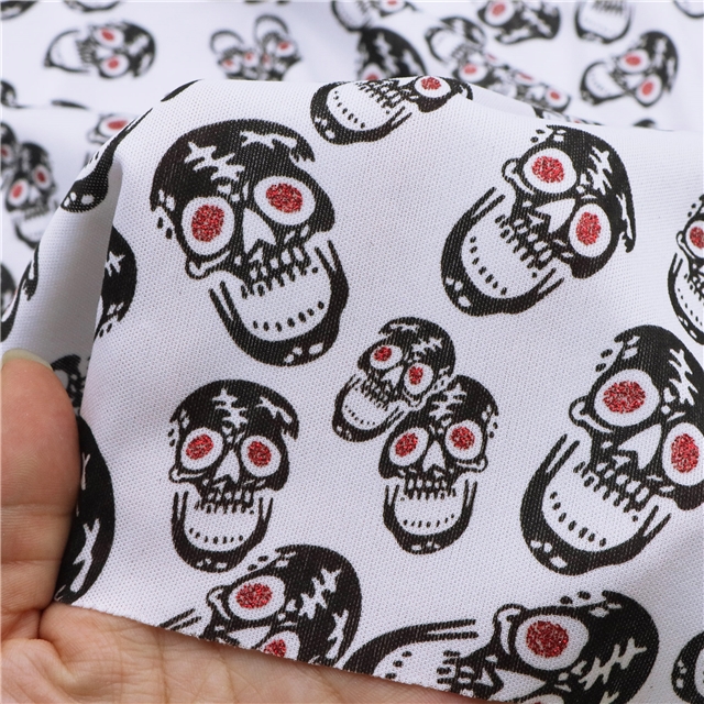 2 ways offset printing skull knit fabric