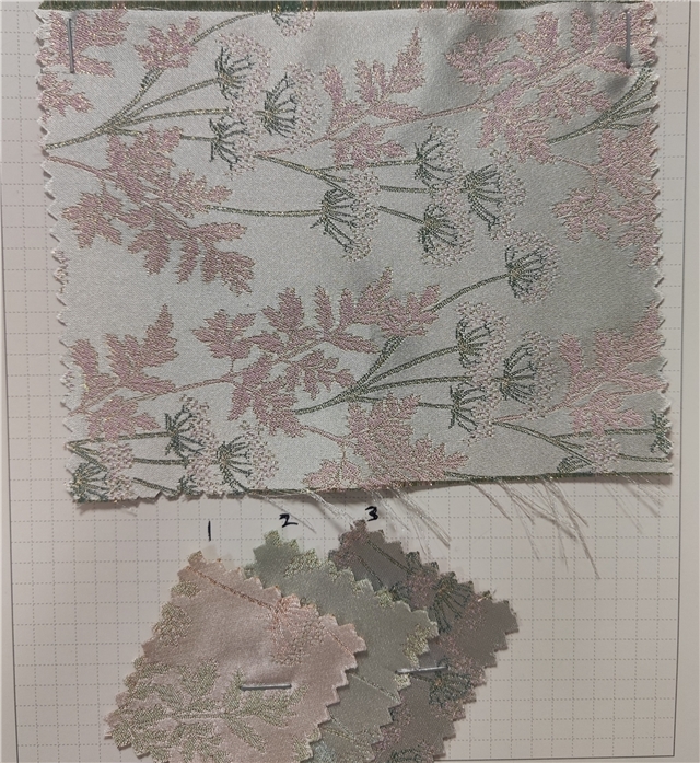 leaves flowers gold and silver silk jacquard fabric