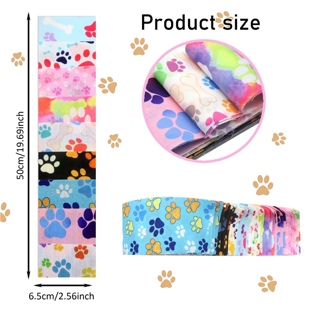 polyester cotton footprint series sliced fabric set roll (9 styles/roll,each style 4 strip,each size:6.5*50cm(2.6*19.7