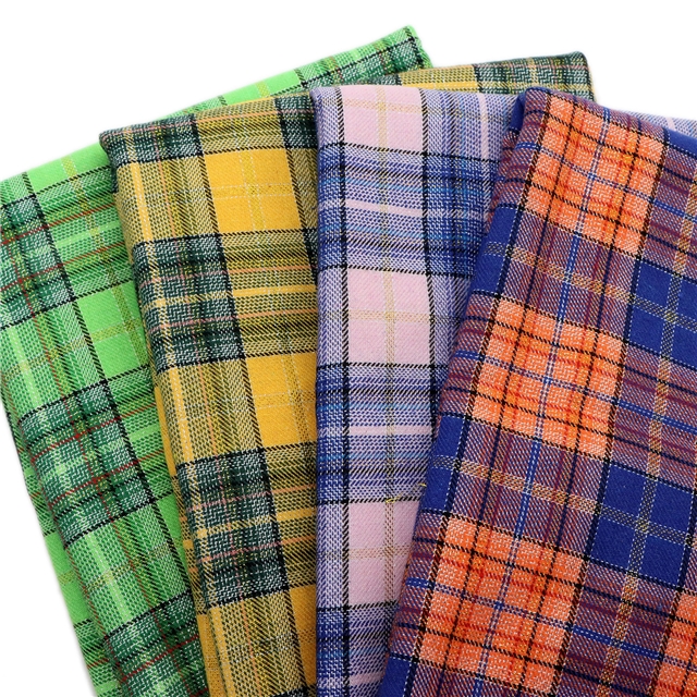 gold and silver plaid yarn dyed fabric