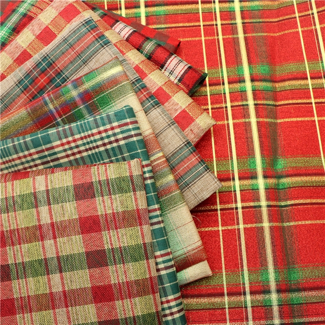 plaid gold and silver thread imitation linen fabric