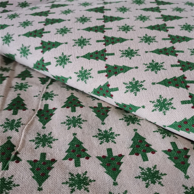 cotton and linen christmas tree print