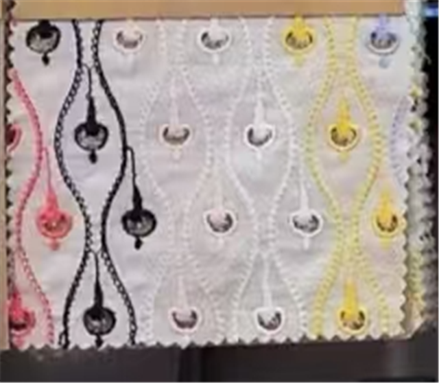cotton colored embroidered geometric hollow wave pattern fabric