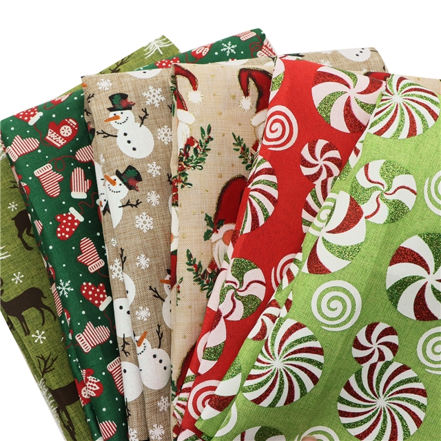 christmas snowman glitter ink printed linen fabric