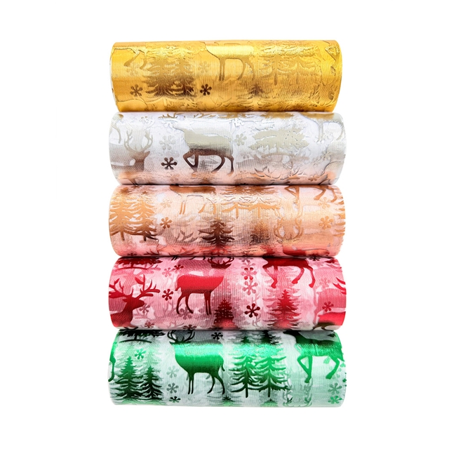 hot stamping christmas deer organza mesh roll