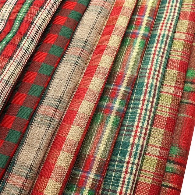 plaid gold and silver thread imitation linen fabric