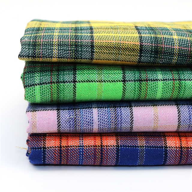 gold and silver plaid yarn dyed fabric