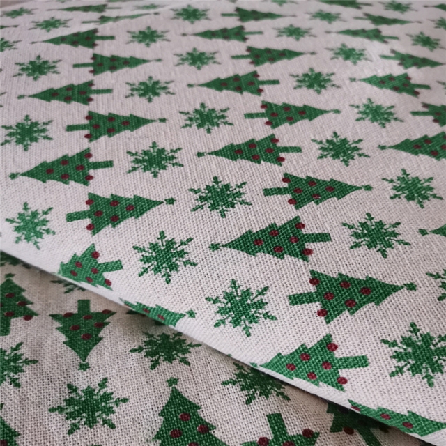 cotton and linen christmas tree print