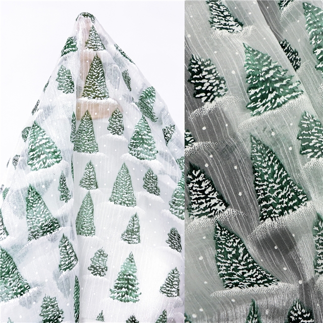 offset printing christmas tree organza fabric