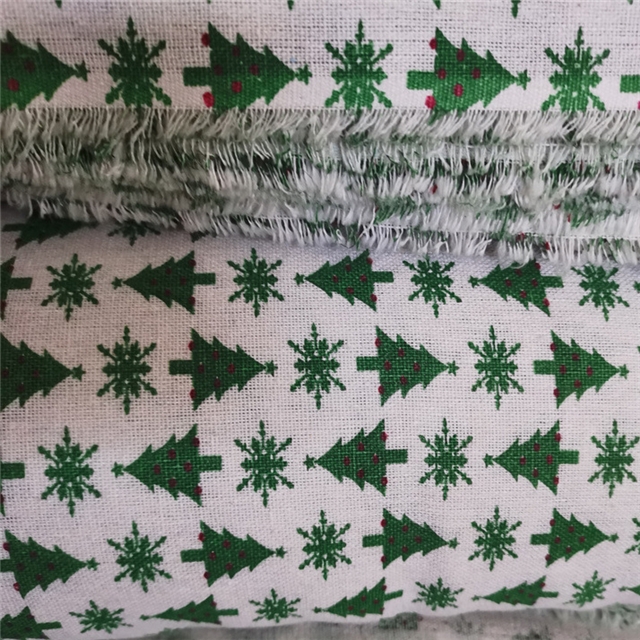 cotton and linen christmas tree print