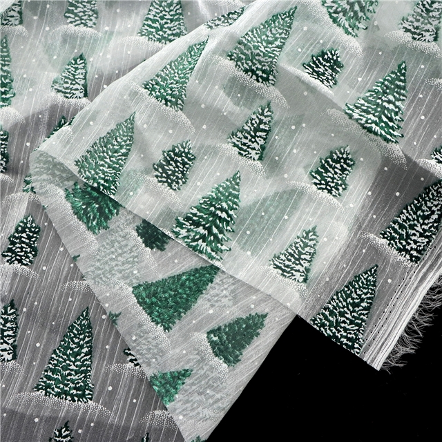 offset printing christmas tree organza fabric