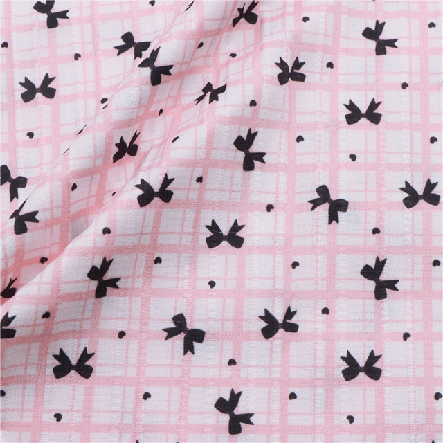 checkered heart bow polyester cotton fabric