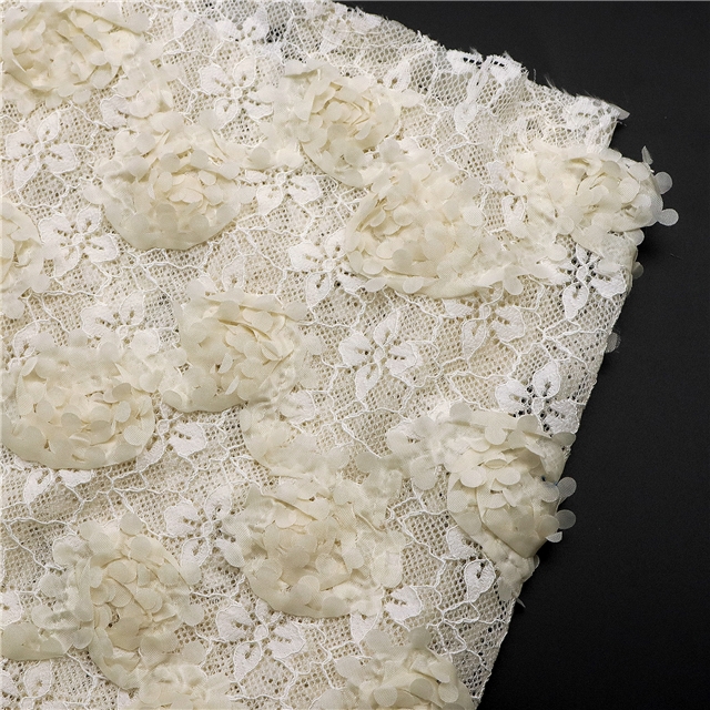 2 ways 3d flower ribbon embroidered lace fabric