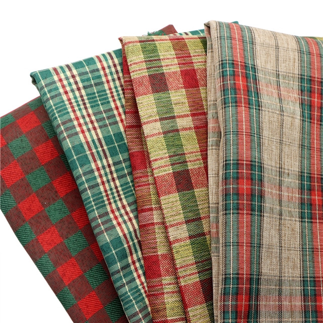 plaid gold and silver thread imitation linen fabric