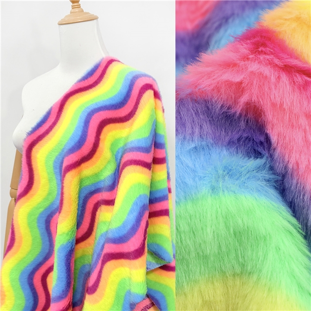 rainbow wave rabbit fur fabric 1#,50*150cm(19.7*59.1