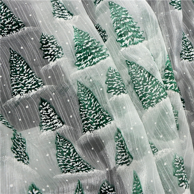 offset printing christmas tree organza fabric