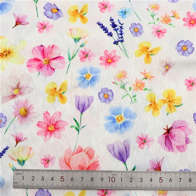 flower herringbone pattern twill 100％ polyester fabric