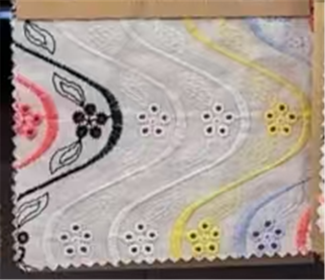 cotton colored embroidered wave hollow flower fabric