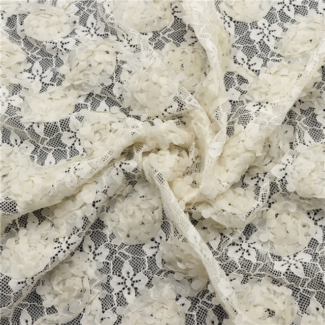 2 ways 3d flower ribbon embroidered lace fabric