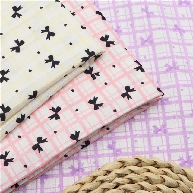 checkered heart bow polyester cotton fabric
