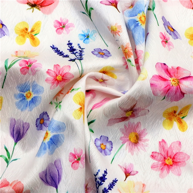 flower herringbone pattern twill 100％ polyester fabric