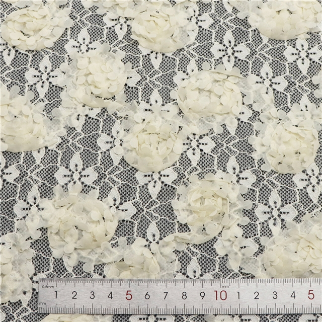 2 ways 3d flower ribbon embroidered lace fabric