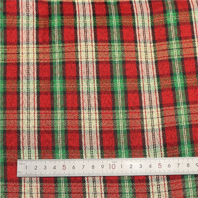 plaid gold and silver thread imitation linen fabric